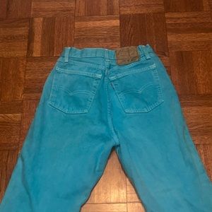 Western teal authentic 80s levi jeans, high waisted, mom jean fit